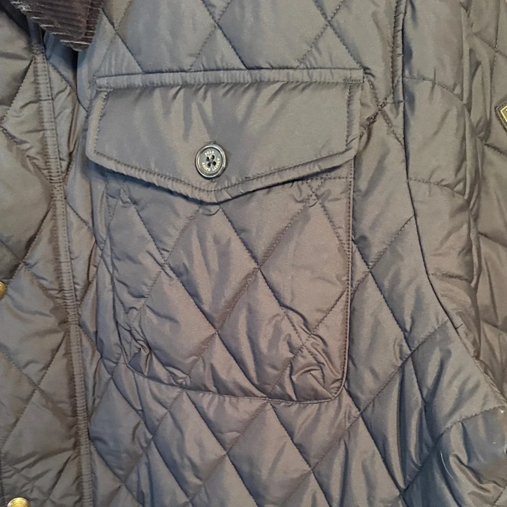 Polo Ralph Lauren Mens Quilted Barn Jacket Navy Blue Corduroy Trim 3XB Big Tall